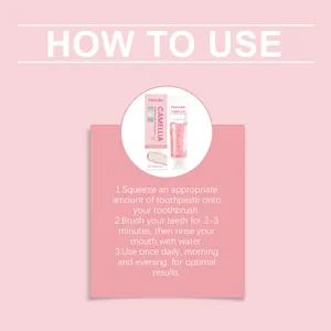 Instructions détaillées pour utiliser le dentifrice Feimuko Camellia.