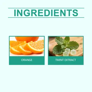 Detail view of ingredients featuring fresh orange and mint extract for body care lozenges