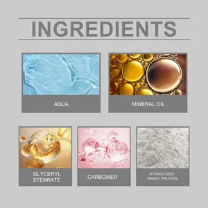 Professionelle Makroansicht der Inhaltsstoffe wie Mineralöl und Weizenprotein