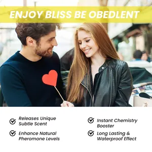 Lifestyle shot of a couple using pheromone body oil to enhance romantic attraction