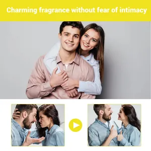 Lifestyle image showing a happy couple enjoying the scent of pheromone body oil fragrance