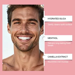 Détails ingrédients dentifrice camélia pour une haleine fraîche et nettoyage doux