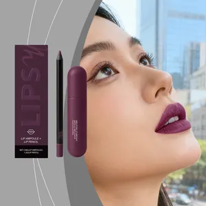 Violet Moisturizing Lip Gloss and Lip Liner Set Long Lasting Hydrating Matte Lip Ampoule Makeup Kit For Women
