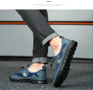 Chaussures décontractées en maille bleue pour hommes, chaussures de randonnée séchage rapide