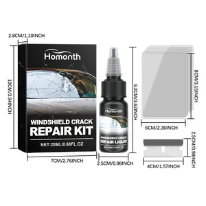 Detailed size specifications for Homonth windshield crack repair kit components list