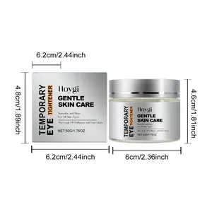 Detailed dimensions of Hoygi temporary eye tightener 50g jar and packaging box