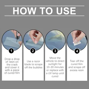 Detailed step-by-step instructions for car windshield glass crack repair nano fluid kit