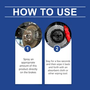 Instructional guide for using car brake cleaner to effectively remove grease and oil.