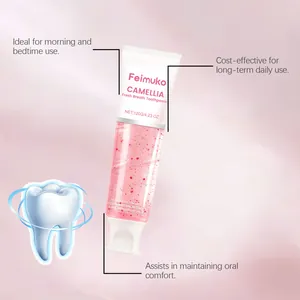 Vue détaillée du dentifrice Feimuko Camellia pour une haleine fraîche au quotidien.