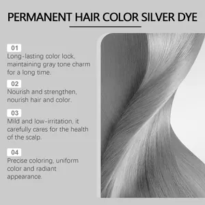 Makroansicht der permanenten silbernen Haarfarbe und Texturdetails von grauem Haar