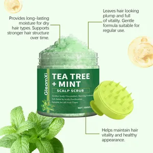 Gommage cuir chevelu à l'arbre à thé et menthe pour purification et vitalité des cheveux.