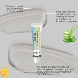 Silberne permanente Haarfarbe mit Kräuterextrakten für gleichmäßige Grautöne im Haar.