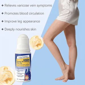Vista dettagliata del roll-on lenitivo corpo LANISKA con texture liquida nutriente