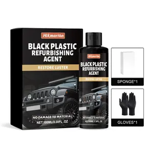 Kit rénovateur plastique noir Hikmarion 100ml avec éponge et gants pour entretien auto