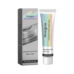 Hoegoa Silbergrau Permanente Haarfärbecreme Pflegende Pflanzliche Färbung Für Damen Herren Professionelle Haarpflege Styling