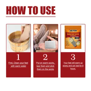 Detailed instructions showing how to apply air-activated foot warmer patches on socks.
