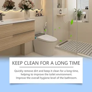 Scène de salle de bain moderne montrant l'efficacité de la poudre nettoyante WC.