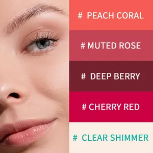 Detailansicht der feuchtigkeitsspendenden Lipgloss-Palette mit Nuancen von Koralle bis Beere