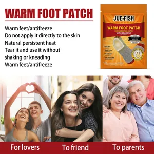 Disposable Jue-Fish self-heating foot patches providing long-lasting winter warmth.