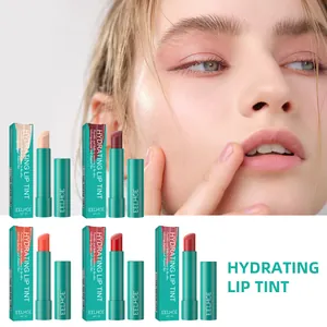 Detailansicht der EELHOE feuchtigkeitsspendenden Lip Tint Farbtöne mit Model-Makeup.