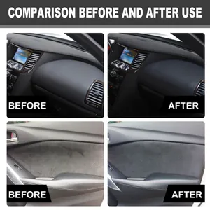 Comparación del efecto de limpieza interior del coche en el salpicadero y puertas