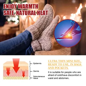 Detailed view showing skin penetration and therapeutic heating effect of foot warmers.
