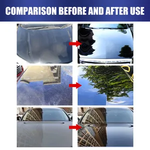 Split screen showing before and after comparison of car ceramic coating for deep gloss finish.