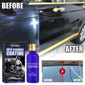Rayhong 30ml auto ceramics coating kit showing car paint scratch repair comparison effect