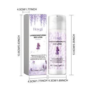 Detaillierte Maße für Hoygi Lavendel Körperlotion 100ml Flasche und Verpackung