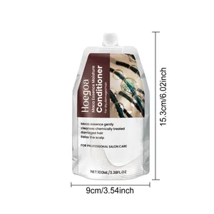 Hoegoa Maca Essence haarconditioner zakje met productafmetingen van 9x15,3 cm getoond