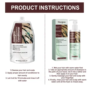 Gedetailleerde gebruiksinstructies voor de Hoegoa Maca Essence haarverzorgingsset.