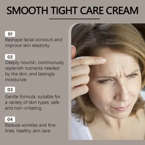 Infographie détaillée de la crème Smooth Tight Care montrant les bienfaits contre les rides