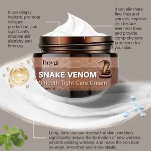 Gros plan de la crème visage Hoygi au venin de serpent montrant une texture onctueuse anti-âge.