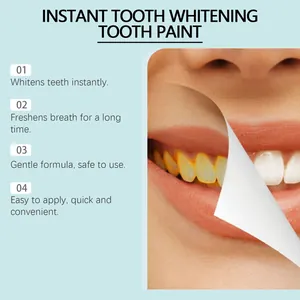 Before and after effect of instant tooth whitening paint showing visible results