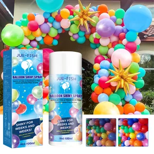Jue-Fish 100ml aerosol ballon glansspray met kleurrijke ballonboog op de achtergrond