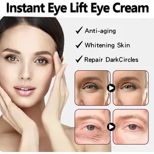 Detailed close-up showing instant eye lift cream results with before and after skin comparisons