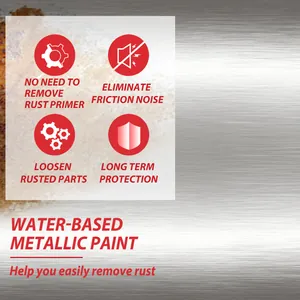 Detailed features of water-based metallic paint showing rust removal and long-term protection