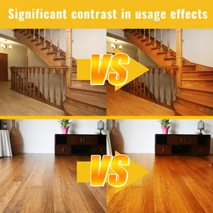 Before and after comparison of wood floor cleaner polishing and brightening effects