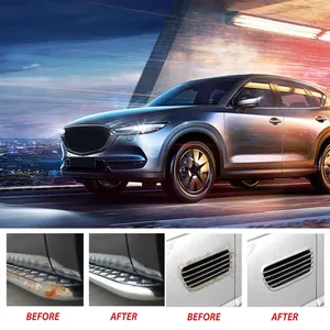 Detailed before and after comparison showing car part rust removal with converter coating