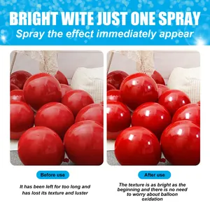 Demonstratie van rode ballonnen voor en na het gebruik van de glansspray voor glans
