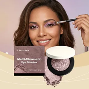Détail de l'ombre à paupières rose gold multi-chromatique avec application et emballage