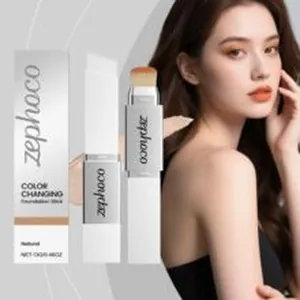 Bâton de fond de teint zephoco à double embout avec démonstration de maquillage naturel