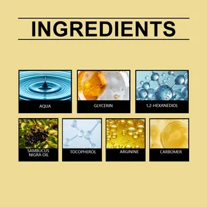 Detailed ingredient list showing Aqua, Glycerin, and Sambucus Nigra Oil for skin care