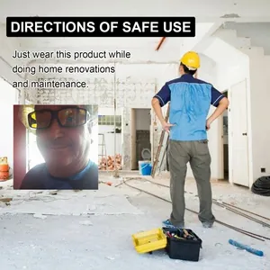 Detailed view of photochromic infrared safety glasses for home renovation and dust protection.