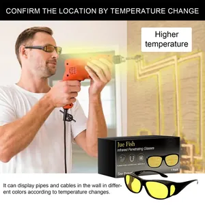 Infrared penetrating glasses for home renovation showing pipes and cables in wall.