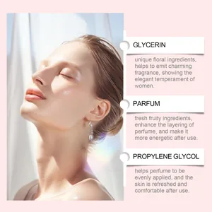 Detailaufnahme der Inhaltsstoffe von süßem Crown-Parfüm mit Glycerin und Parfum