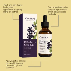 Detailed view of OceAura Elderberry Seed Oil bottle and packaging for skin care