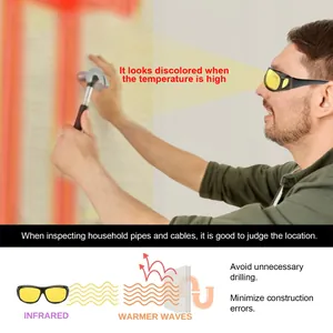 Detail showing infrared glasses detecting household pipes and temperature changes