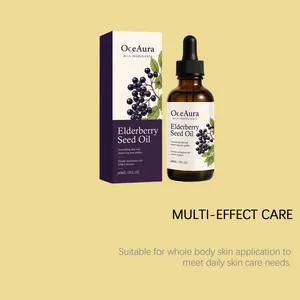 Professional detail view of OceAura Elderberry Seed Oil for body and hair care.