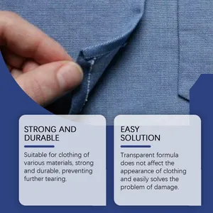 Macro-opname van blauwe stof die het sterke en duurzame effect van textiellijm laat zien